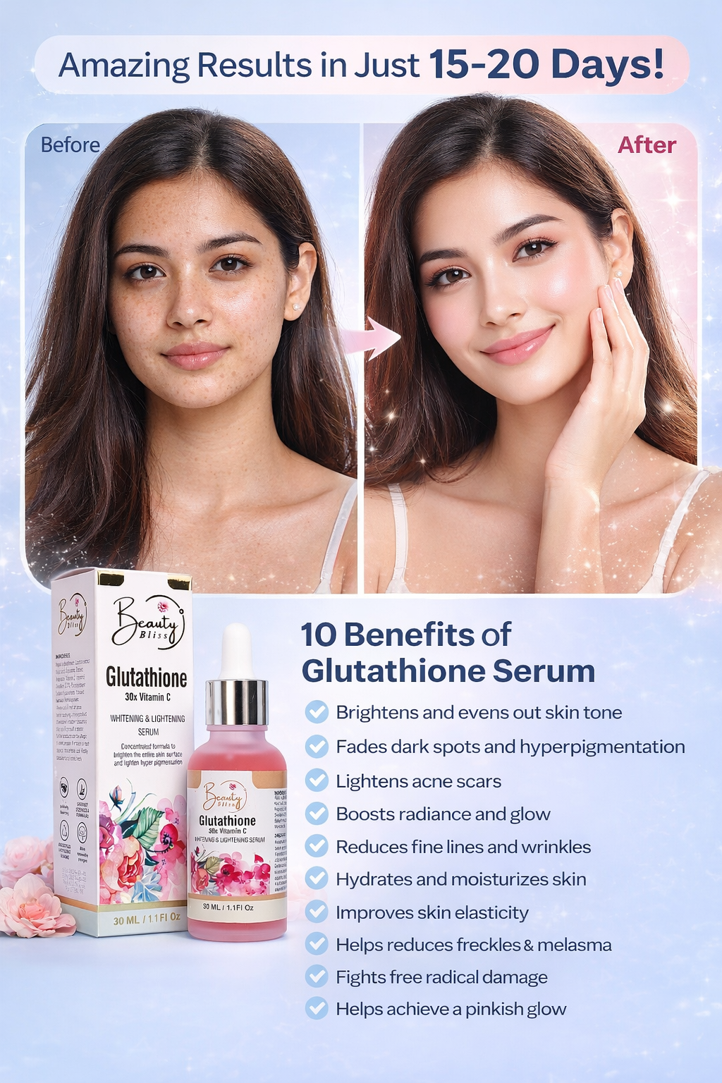 GLUTATHIONE + 30X VITAMIN C SERUM + GLUTAX SOAP FREE Hot 🔥 Sale