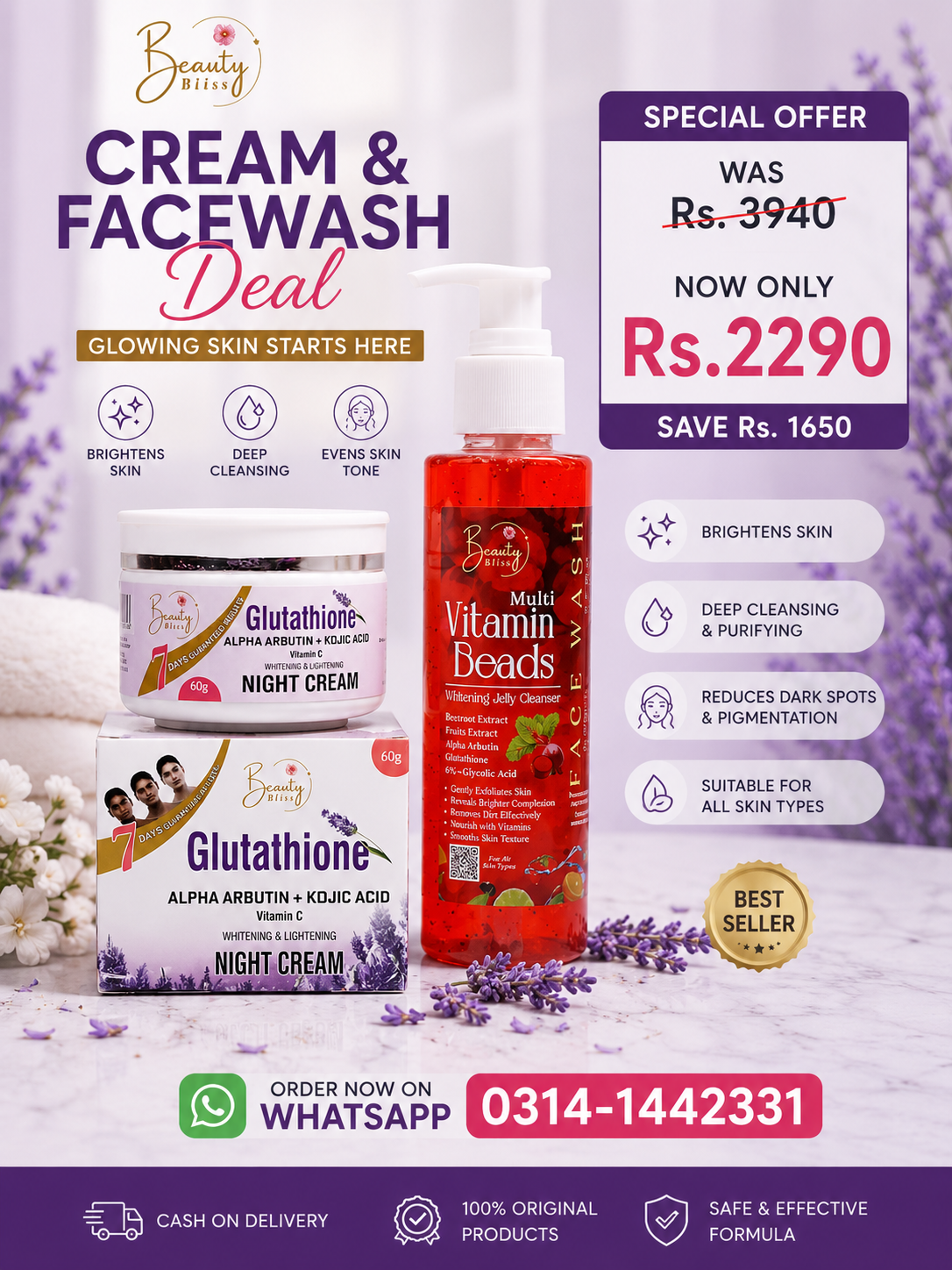 Glutathione Cream & Face Wash Deal