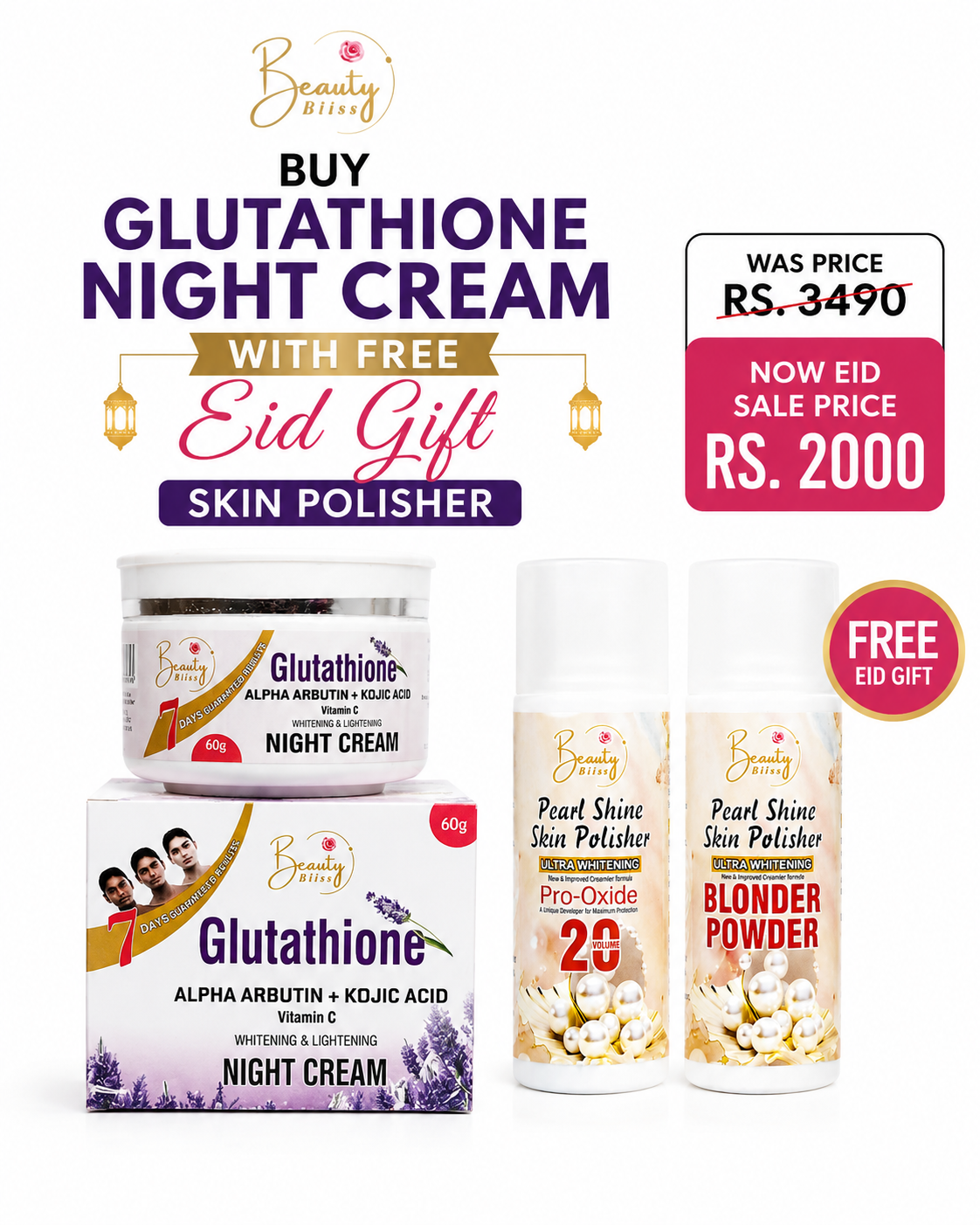 Glutathione Night Cream With Free Eid Gift Skin Polisher