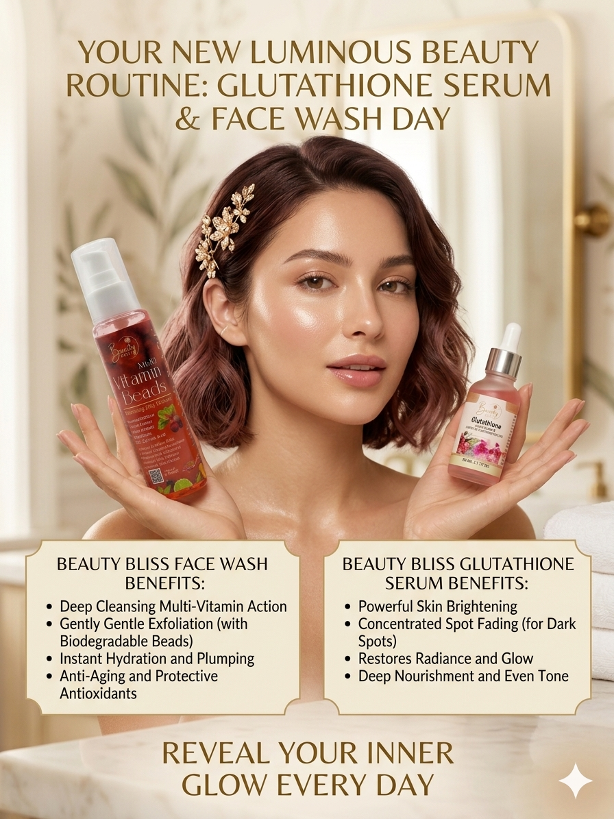 Glutathione Serum +FREE Vitamin Beads Jelly Cleanser Face Wash Combo Deal