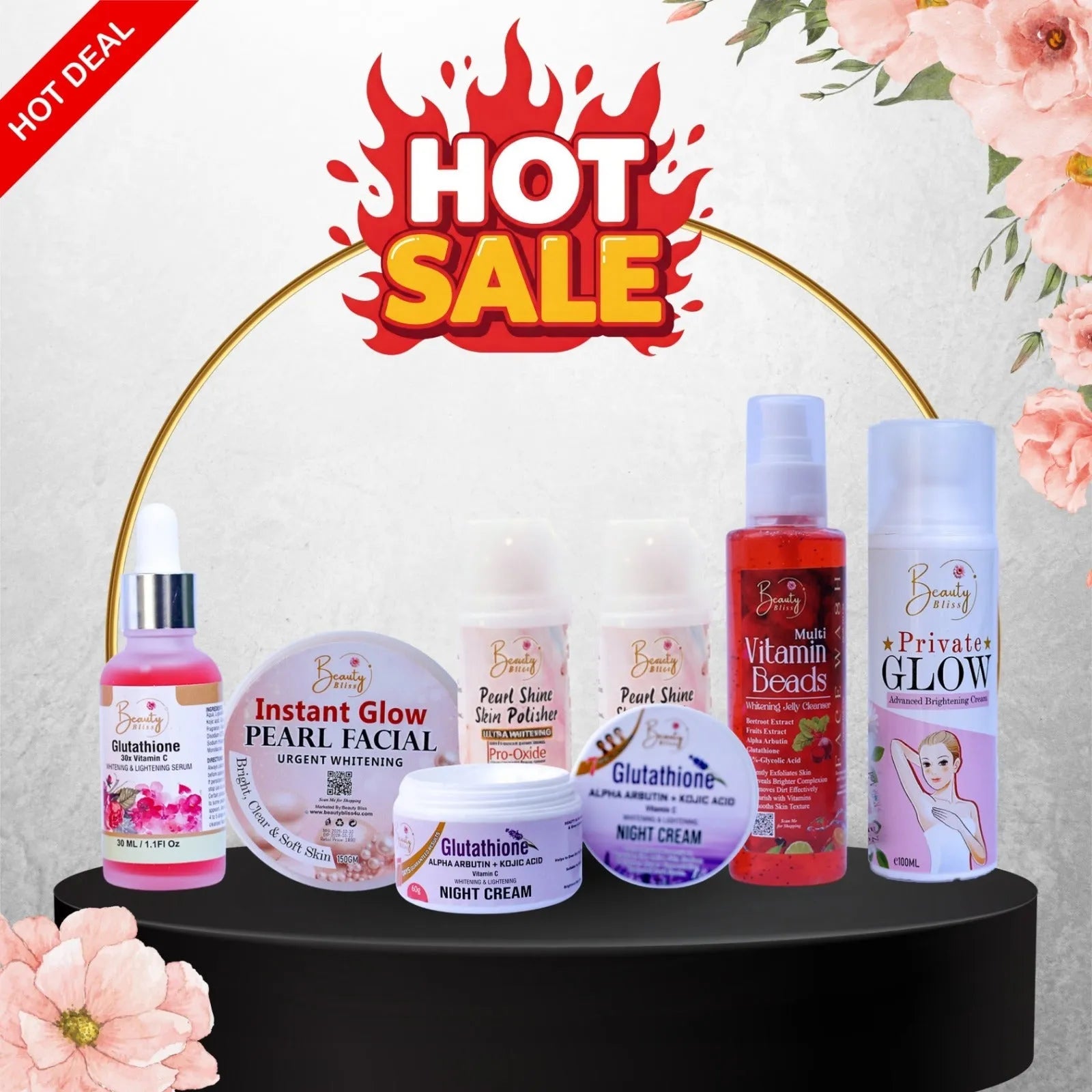 ( Wedding Deal 6 Products ) Glutathione Serum + Face Wash + Skin polisher + Urgent Facial + Night Cream + Private Glow