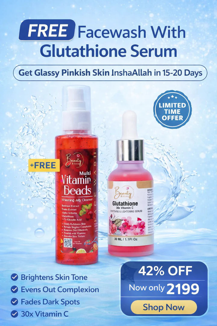 Glutathione Serum +FREE Vitamin Beads Jelly Cleanser Face Wash Combo Deal